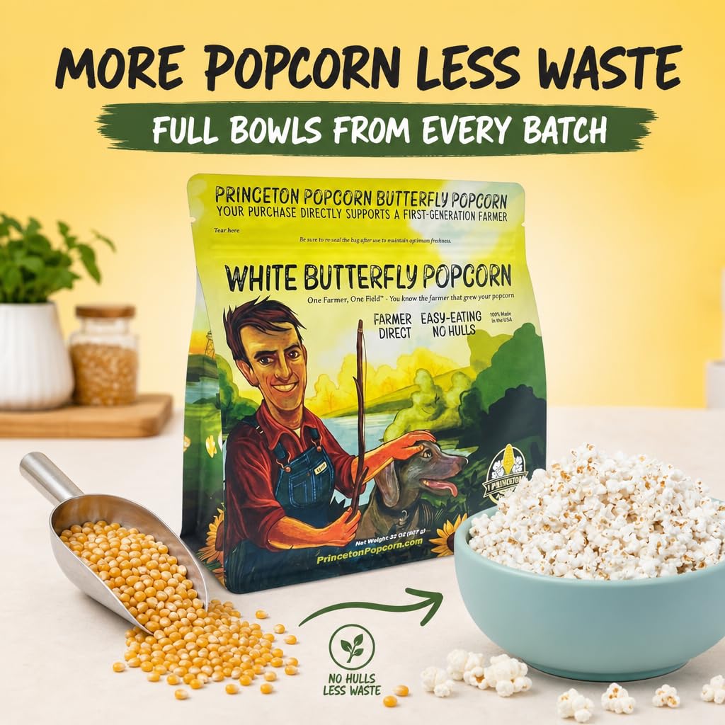 Microwave-ready portion of Princeton Popcorn kernels illustrating quick popping convenience