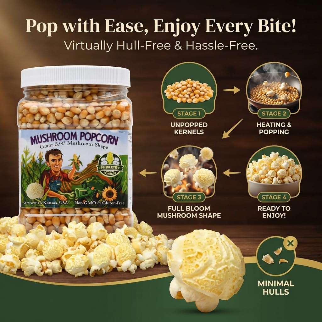 Princeton Popcorn popped mushroom shape demonstrating large round pops
