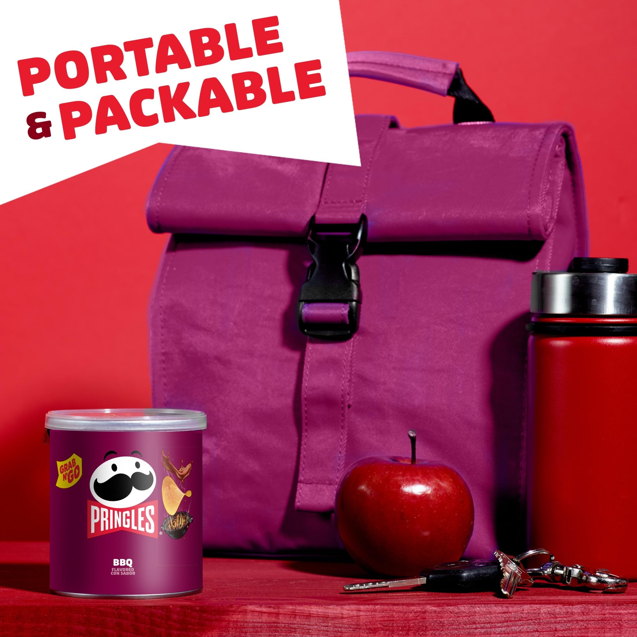 Pringles can nestled in a lunchbox showing portability and freshness benefit