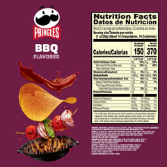 Close-up of Pringles crisp texture and BBQ seasoning for savory crunch