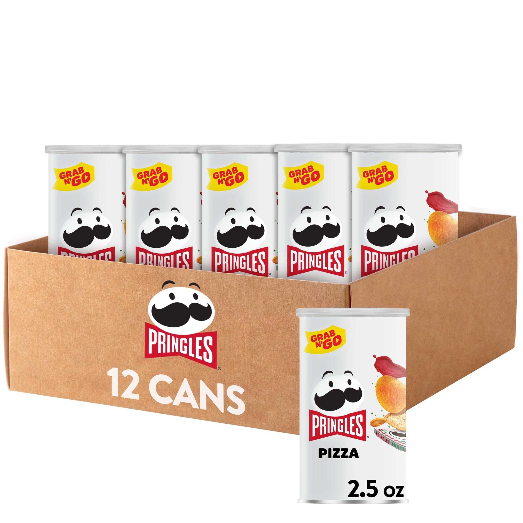 Pringles Pizza front can showing branding and pizza flavor convenience