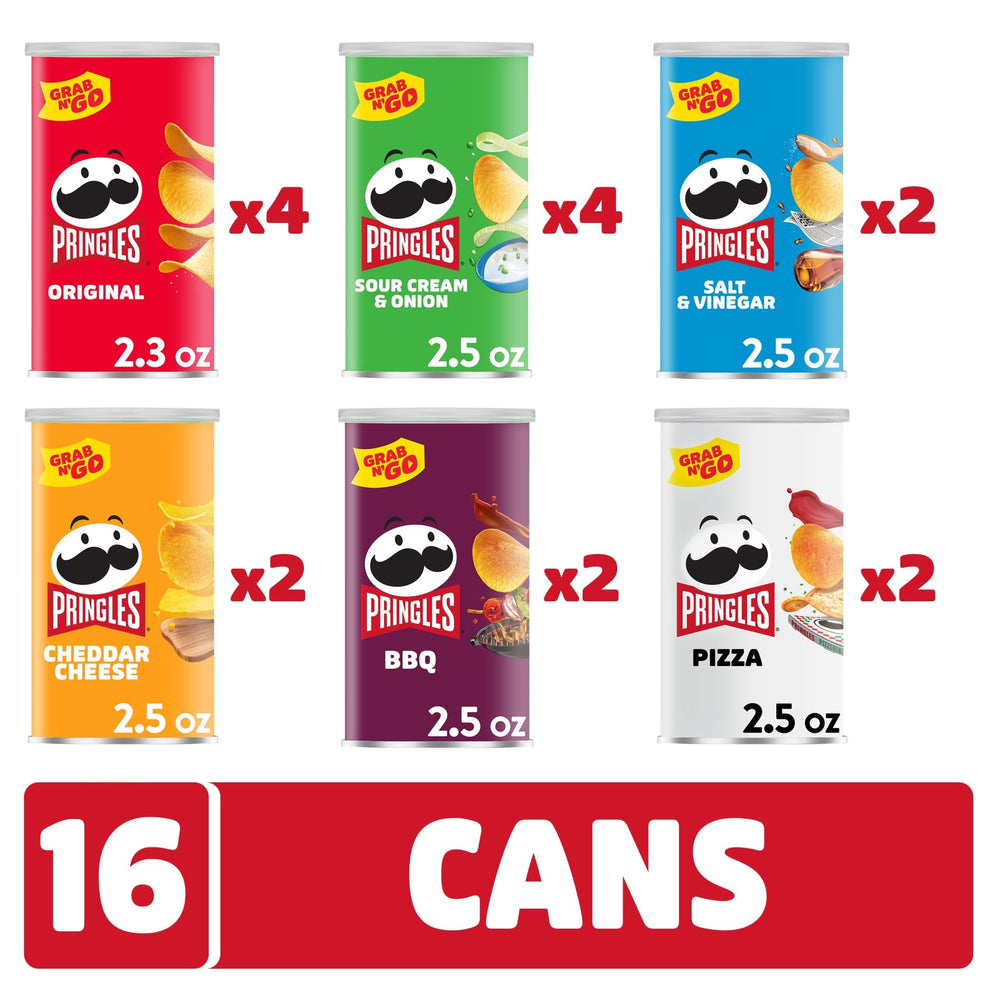 Pringles Sour Cream and Onion open can showing crisps and easy single-serve benefit
