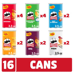Pringles Sour Cream and Onion open can showing crisps and easy single-serve benefit