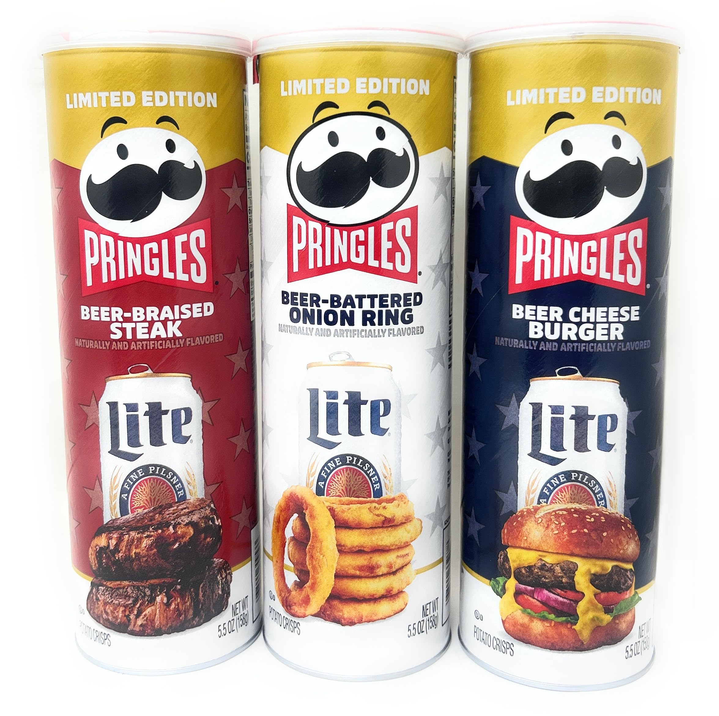 Pringles trio front packaging showing three flavor cans and convenience