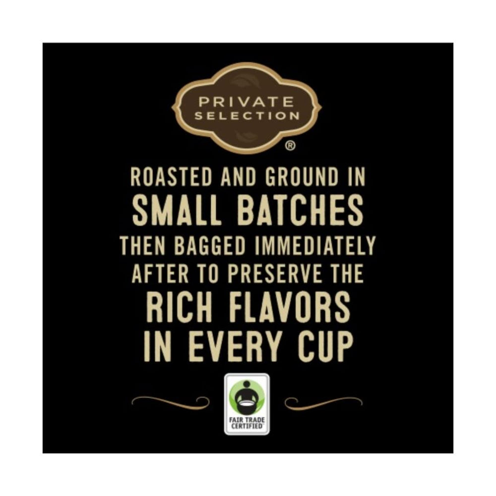 Private Selection brewed cup being poured in kitchen setting, enjoy bold flavor fast