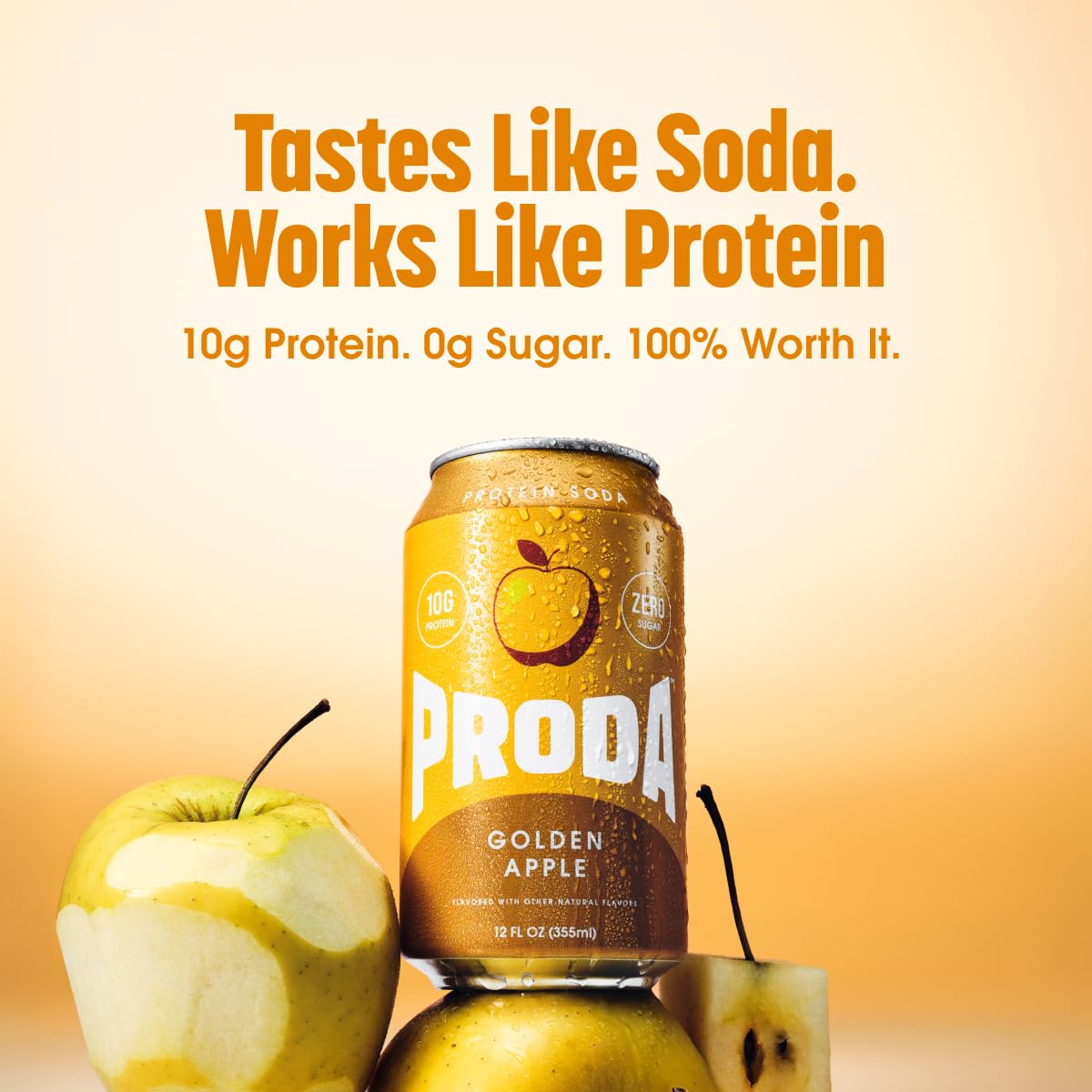 proda open can pouring with foam showing fresh carbonation benefit