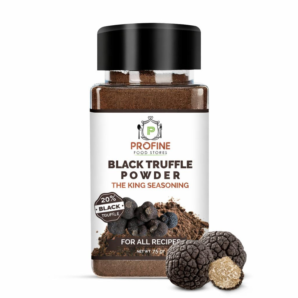Profine Food front packaging of truffle powder showing label and 75g tub for clear identification