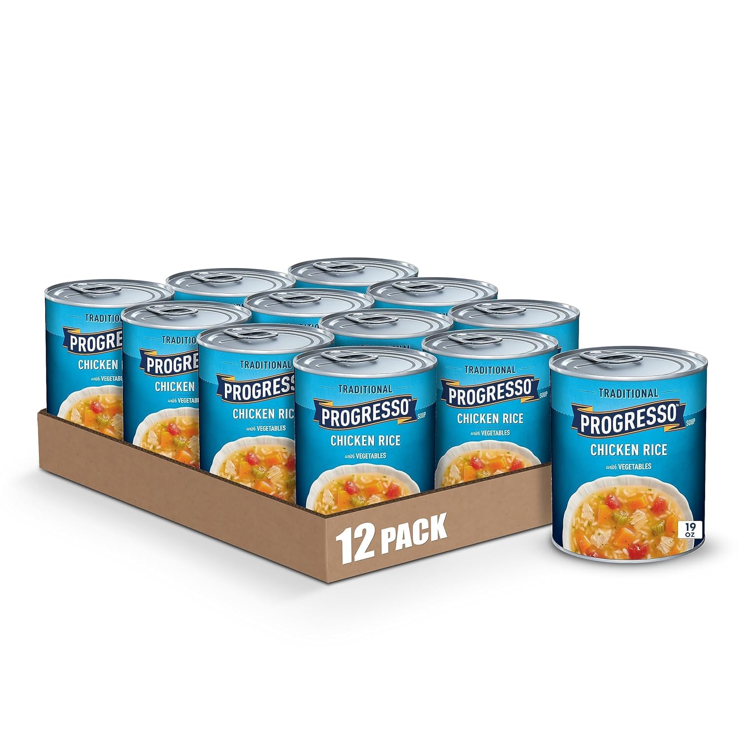 Progresso can front label showing product name and serving suggestion provides clear purchase info