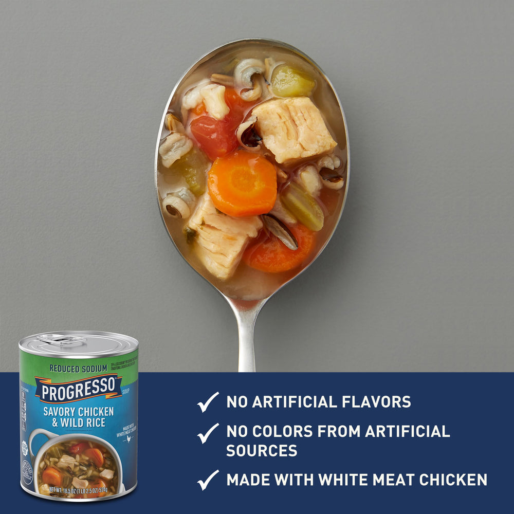 Progresso pouring soup into bowl for a quick hot meal benefit