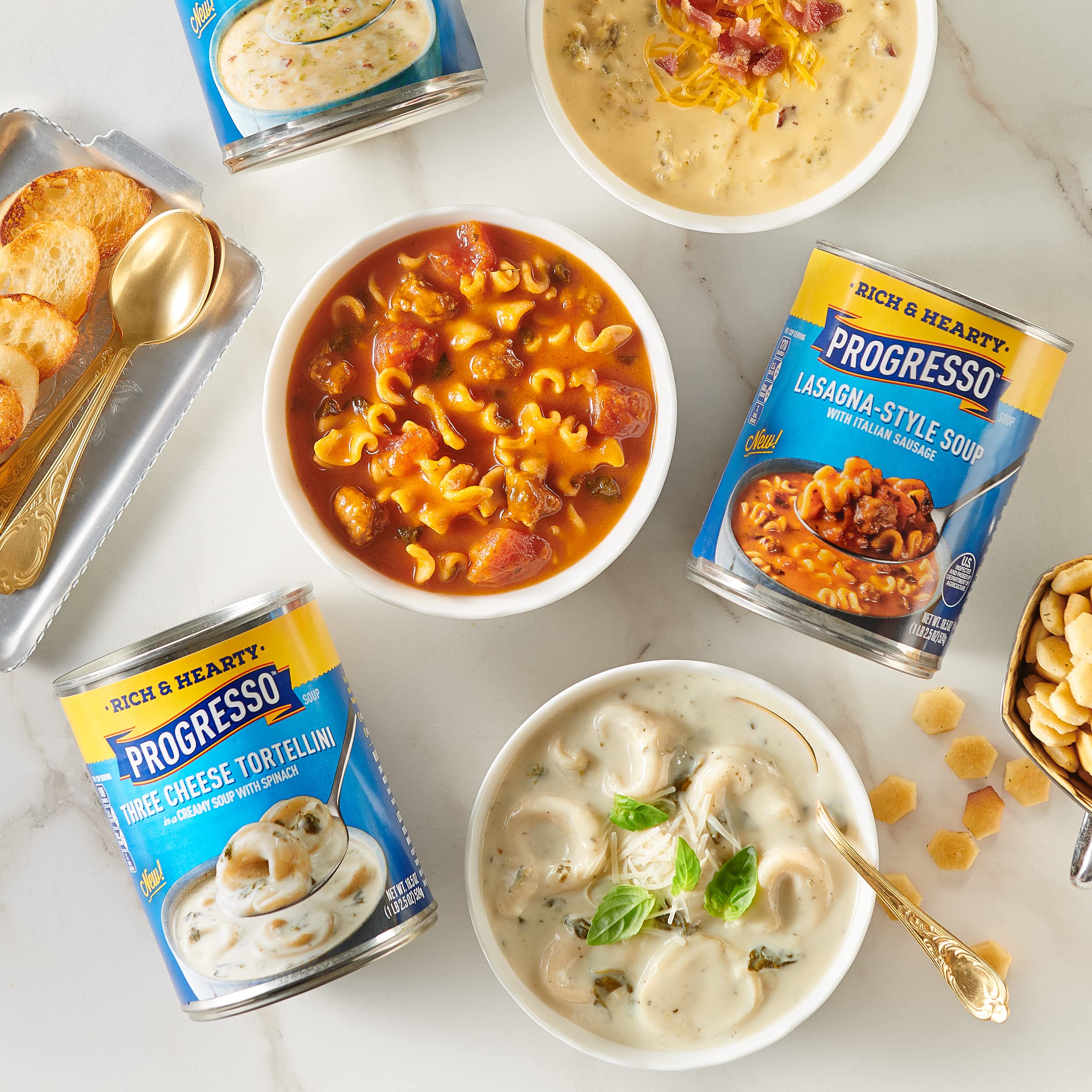 Progresso soup poured into bowl demonstrating ready-to-eat convenience