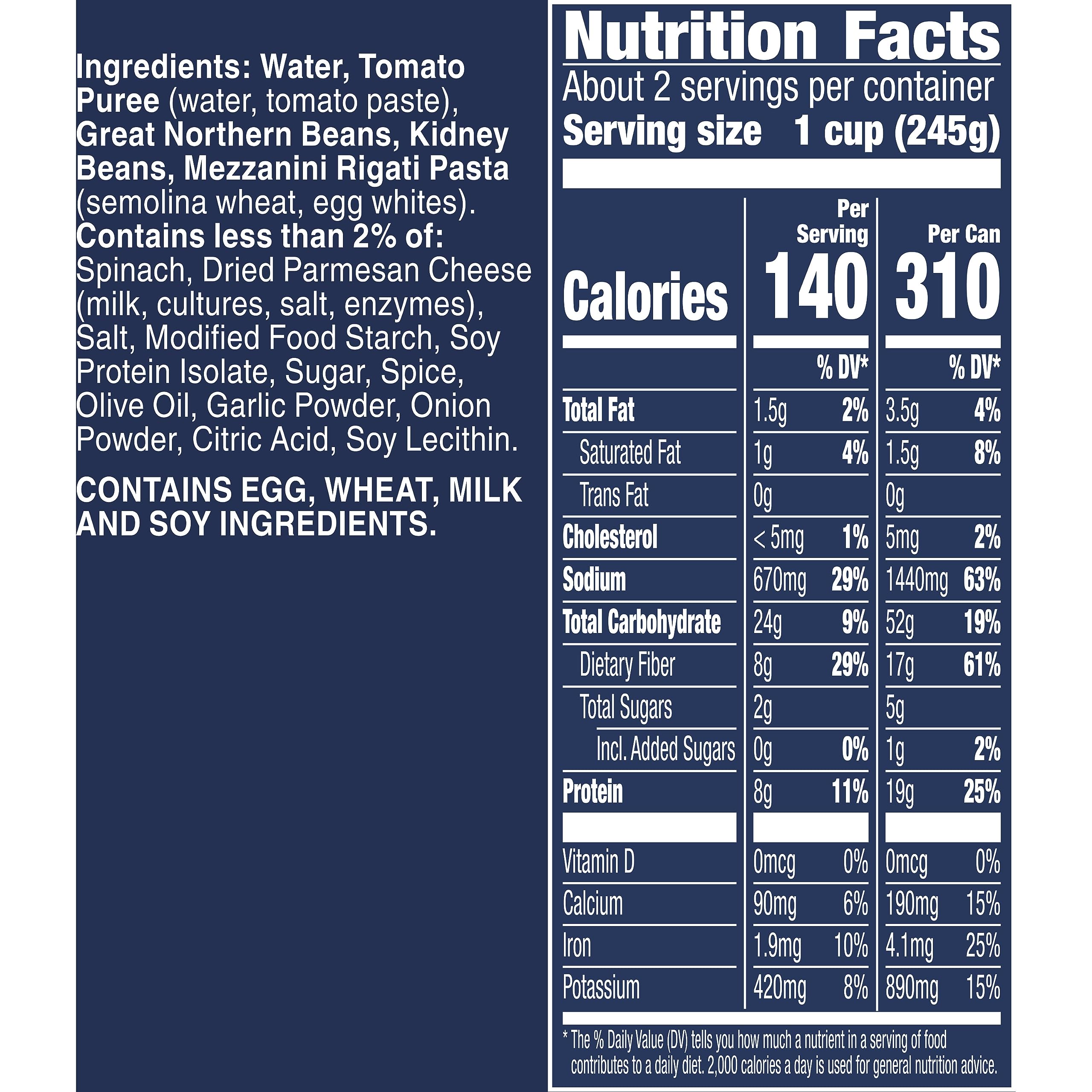 Progresso spoonful showing pasta and beans demonstrating generous portions