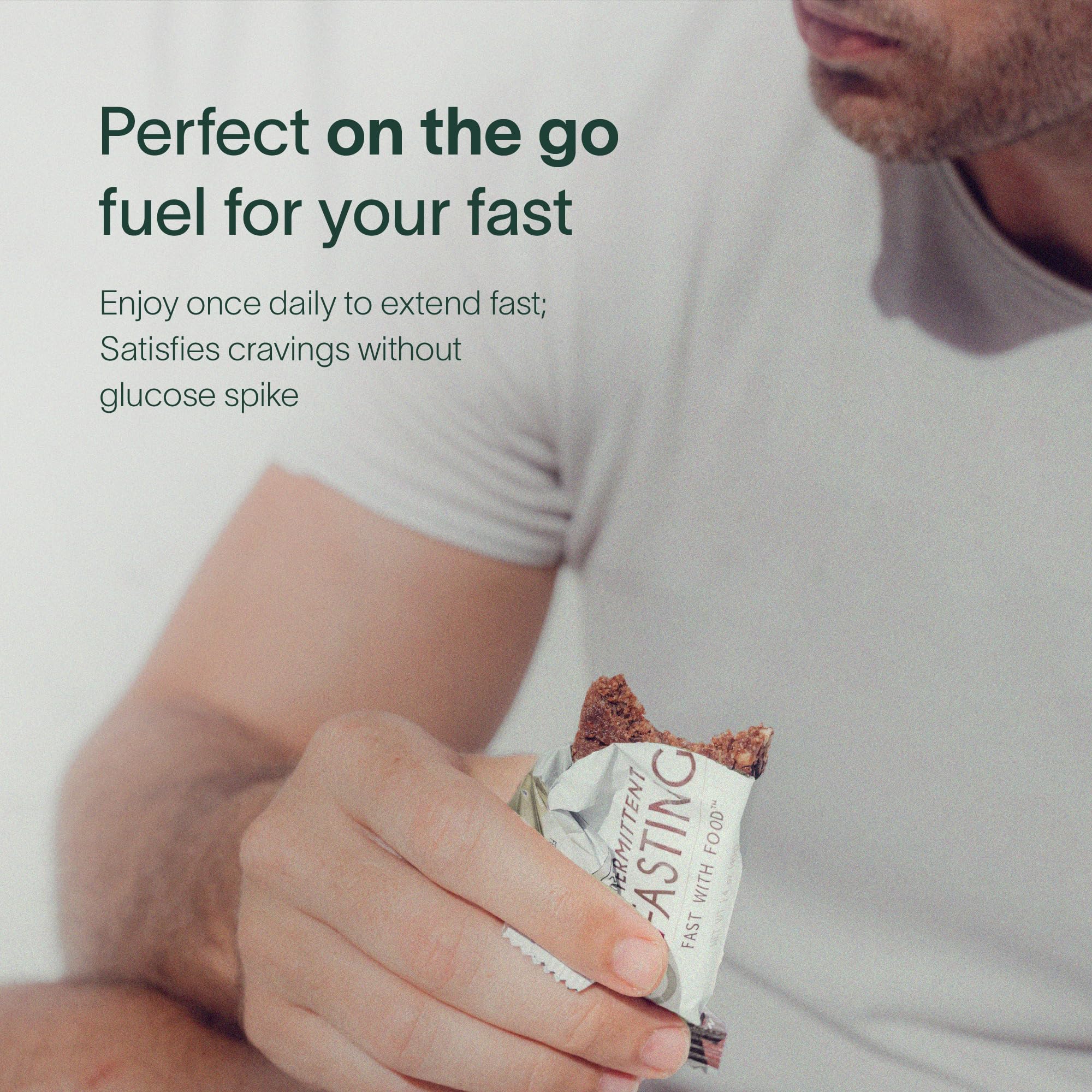 Prolon bar in hand demonstrating portion size and convenient use