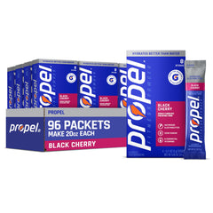 Propel Black Cherry front packaging showing 96 sticks and brand for easy hydration
