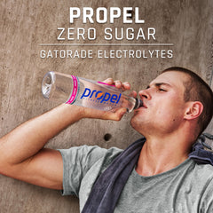 Propel grape poured into glass showing clear hydration and refreshing grape flavor