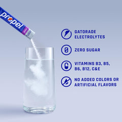 Propel single-serve stick closeup with brand name and portable convenience benefit