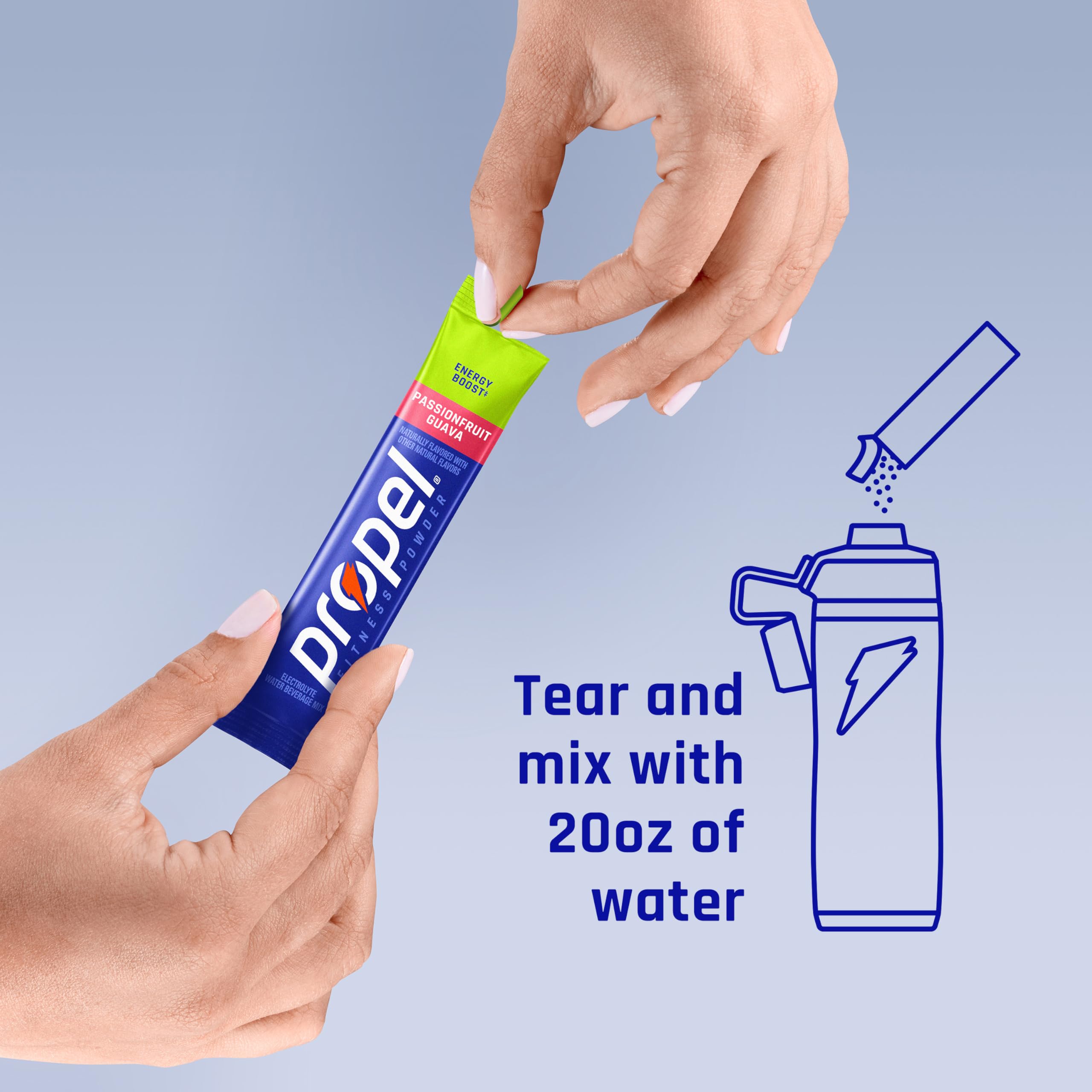 Propel nutrition label detail showing caffeine, electrolytes, and vitamin content