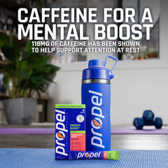 Propel powder dissolving in water showing quick mixability and refreshing result