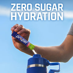 Propel mixed serving in reusable bottle demonstrating on-the-go hydration benefit