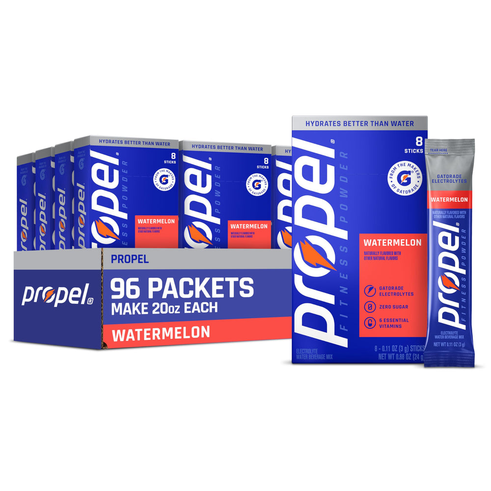 Propel front packaging showing watermelon flavor and zero sugar benefit