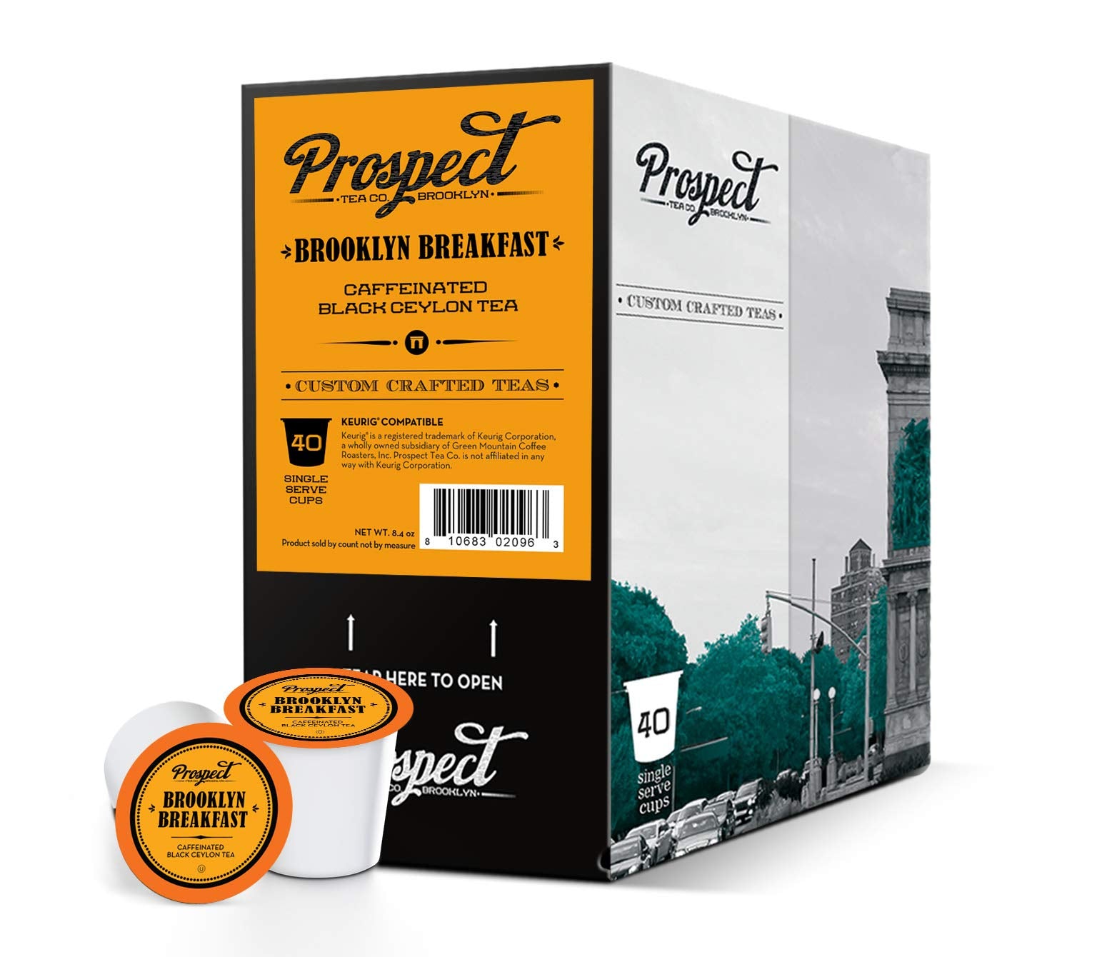 Scattered Prospect Tea Co. pods on countertop highlighting easy single-serve use