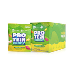 PROTEIN CANDY front packaging shows nutrition highlights and convenience