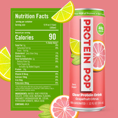 Protein Pop close-up label detail highlighting brand and clear whey isolate benefit