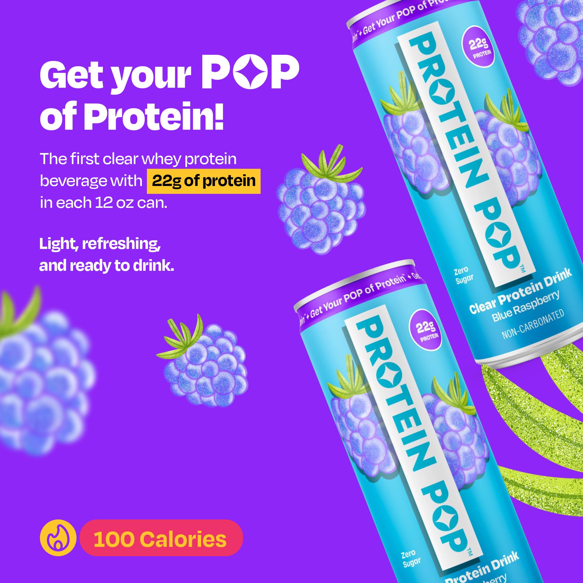 PROTEIN POP poured into glass showing clear texture and light hydration benefit