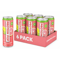 Protein Pop front packaging showing grapefruit citrus branding and 22g protein benefit