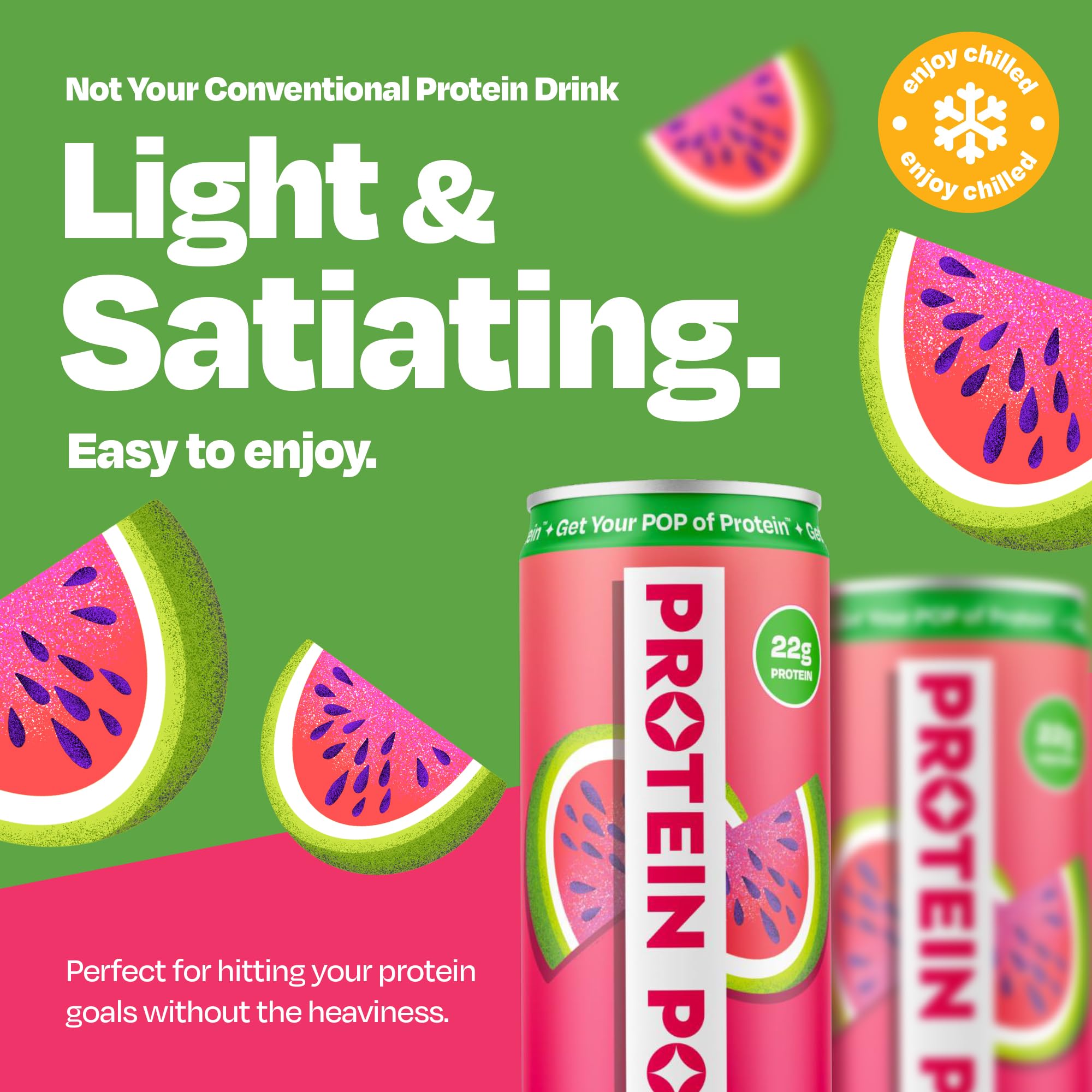 PROTEIN POP can held in hand for size comparison, emphasizes portability