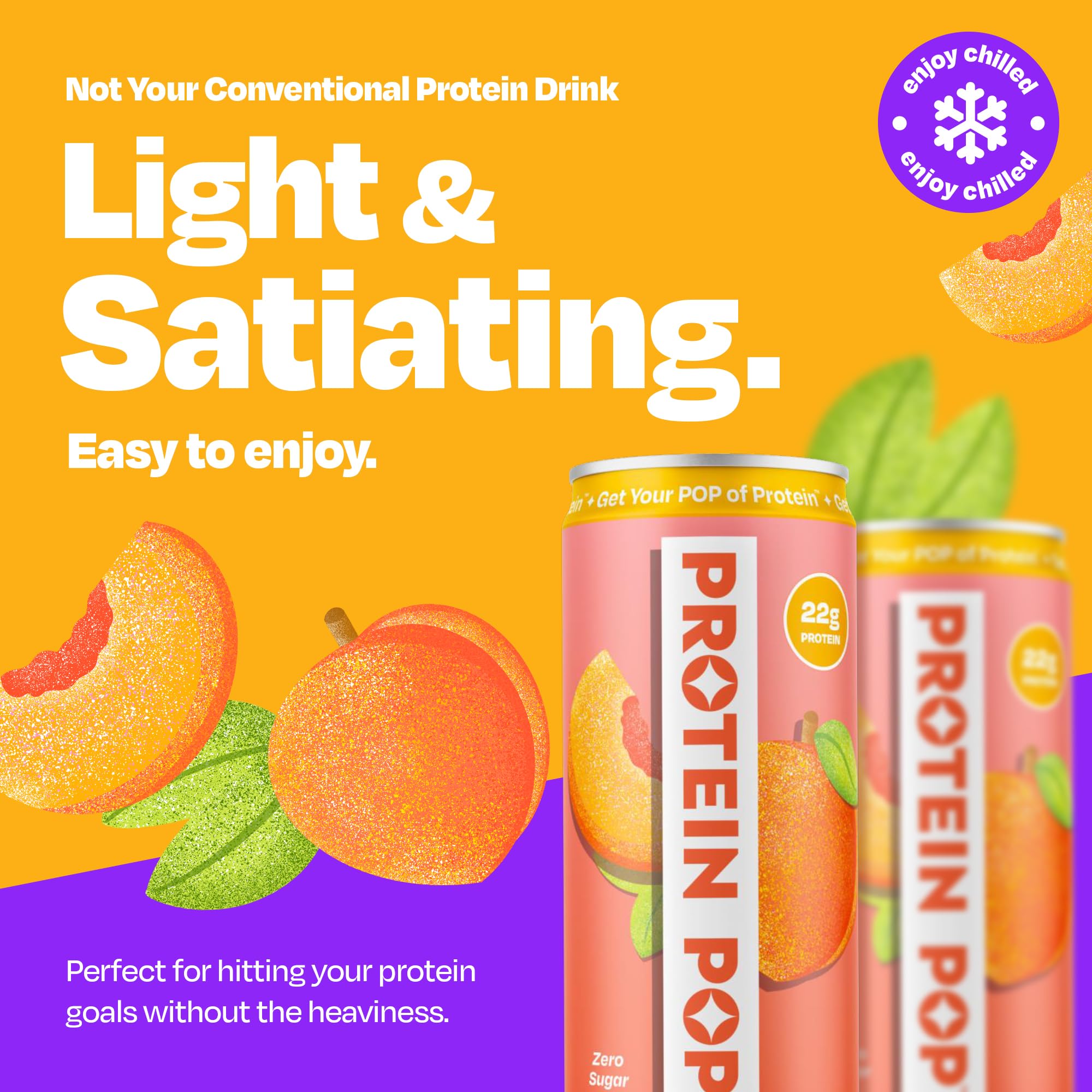 Protein Pop can held in hand showing convenient size for on-the-go use
