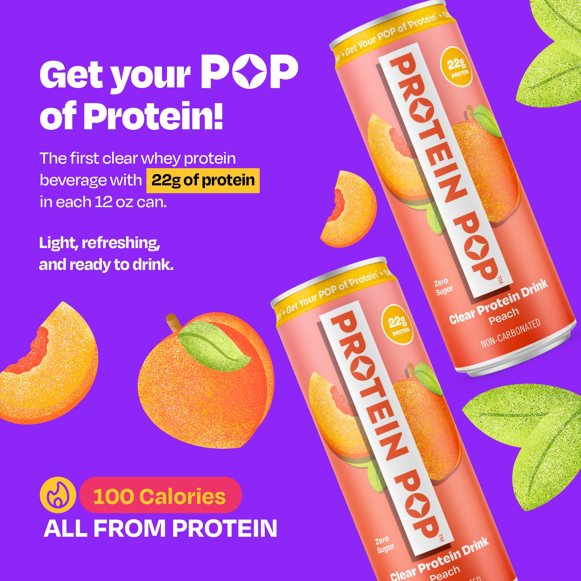 PROTEIN POP cans chilling in cooler showing on-the-go refreshment benefit