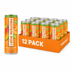 PROTEIN POP front can Mango Peach showing vibrant label and serving