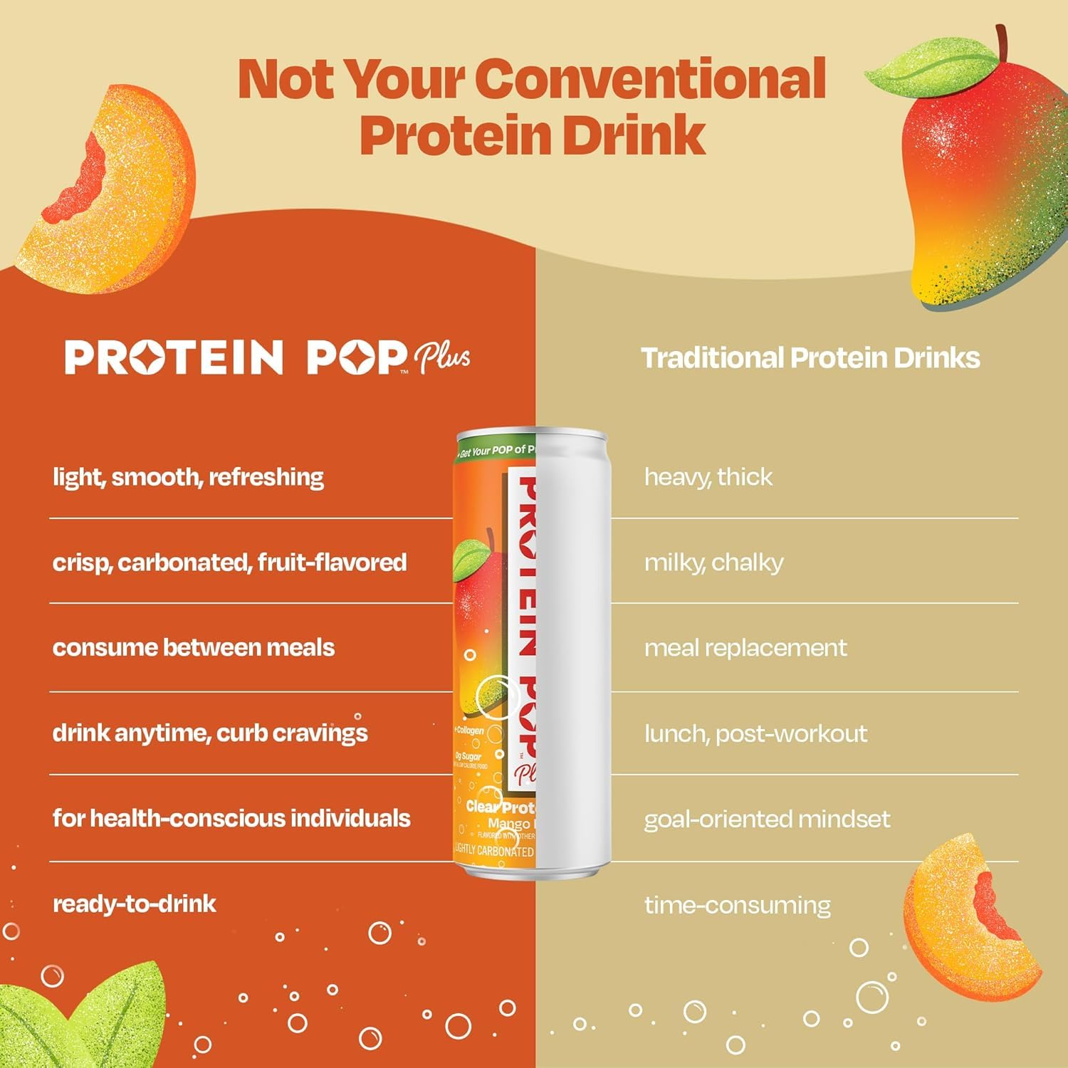 PROTEIN POP label and nutrition panel showing protein and collagen content