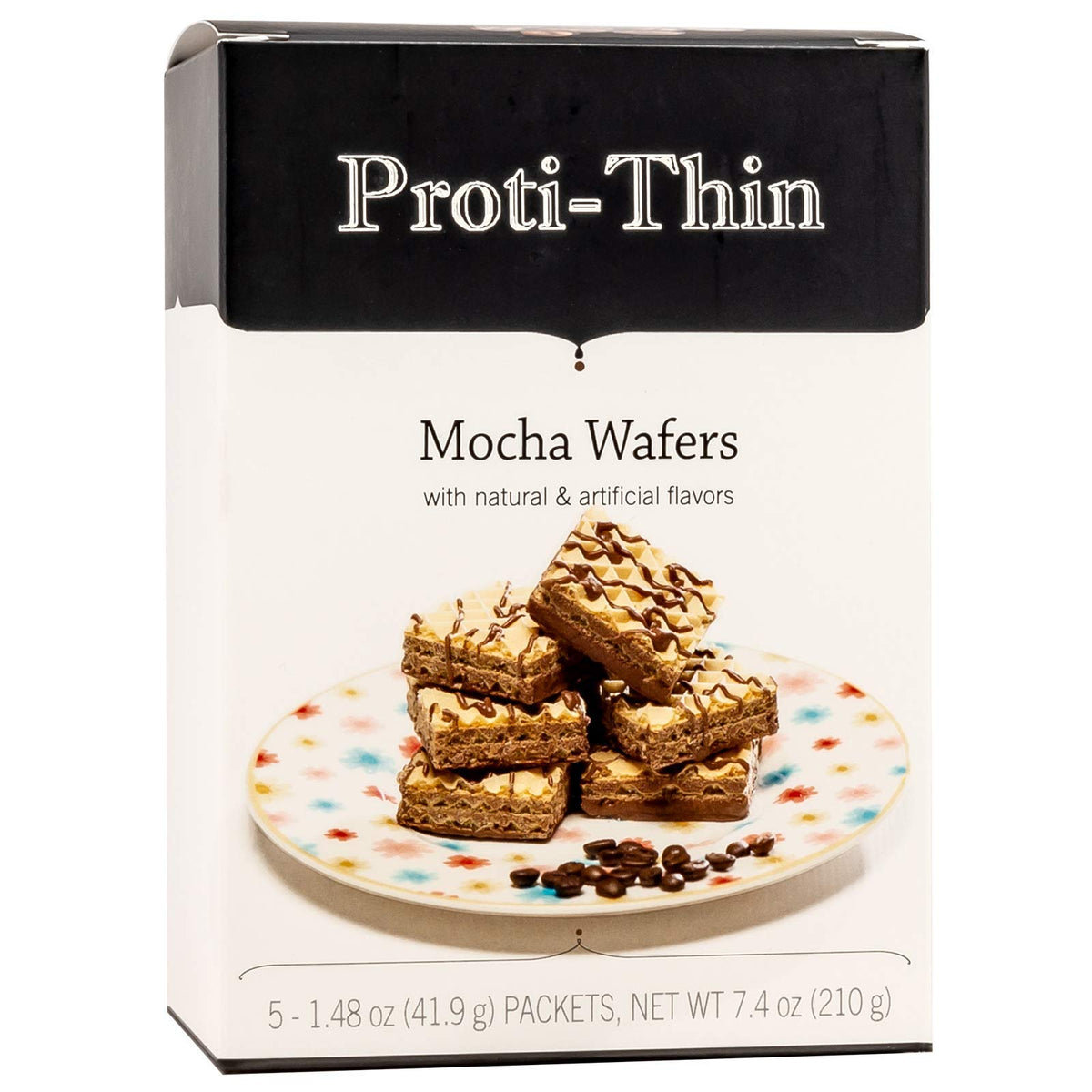 Proti-Thin front packaging showing mocha wafer box and product benefit