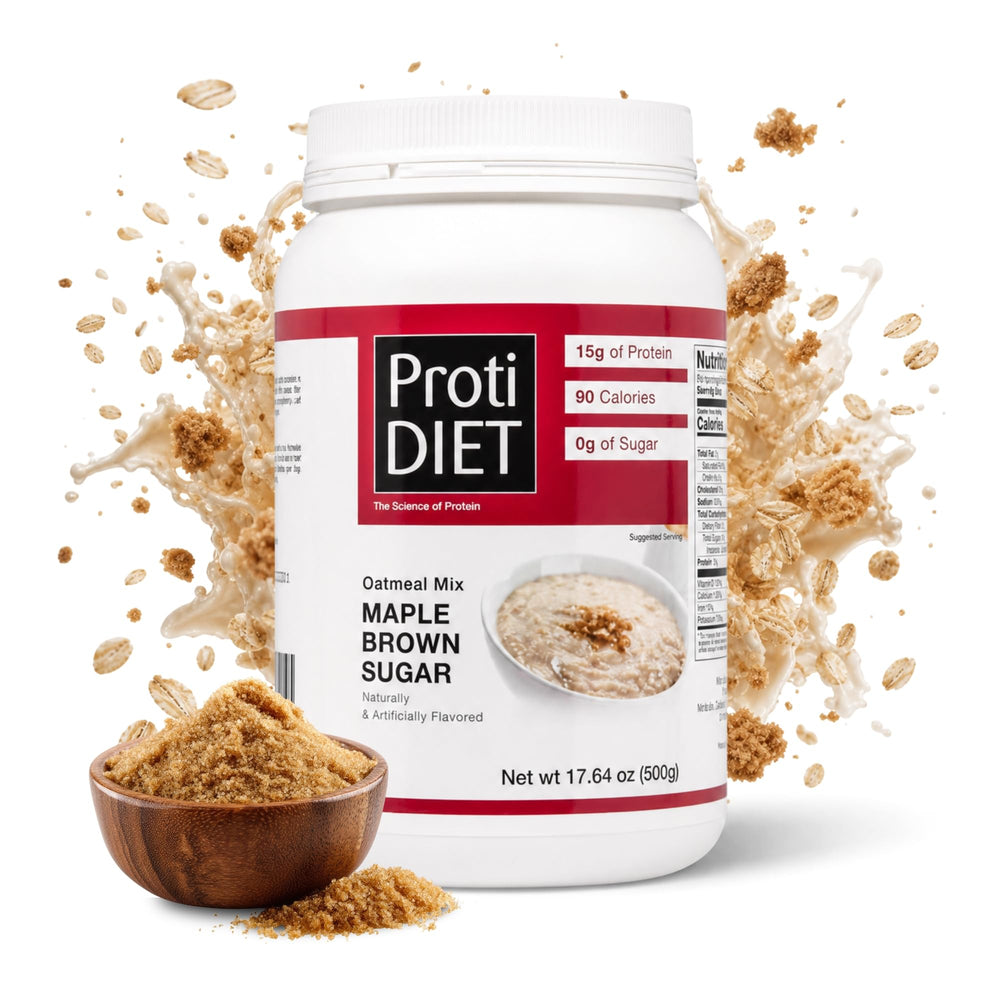 ProtiDIET jar front label showing product and protein benefit