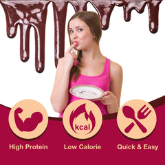 ProtiDIET prepared chocolate cake on plate showing warm indulgence and low calories