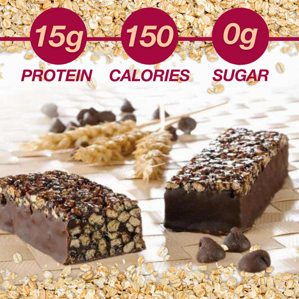 ProtiDIET unwrapped bar close-up showing crunchy texture and appeal