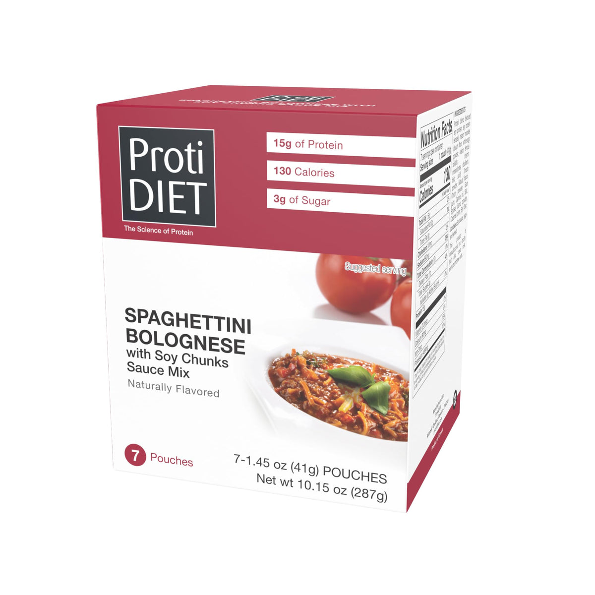 ProtiDIET front packaging showing seven ready protein pouches for convenience