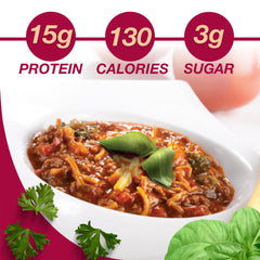 ProtiDIET single pouch opened with sauce ready for quick microwave cooking benefit