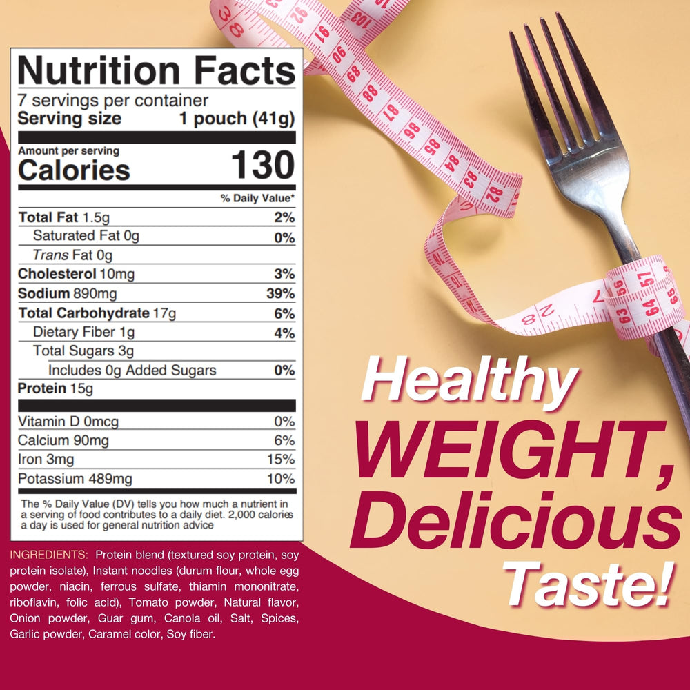 ProtiDIET pouch shown beside hand to illustrate compact portion size and portability