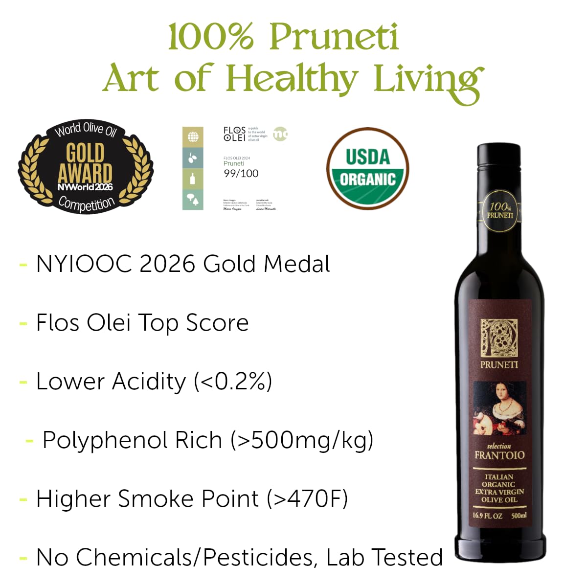 Close-up of Pruneti dark glass neck preserving freshness for longer shelf life