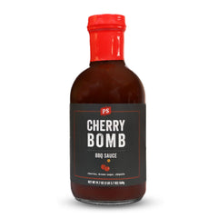 PS Seasoning bottle front label showing Cherry Bomb branding and vibrant color
