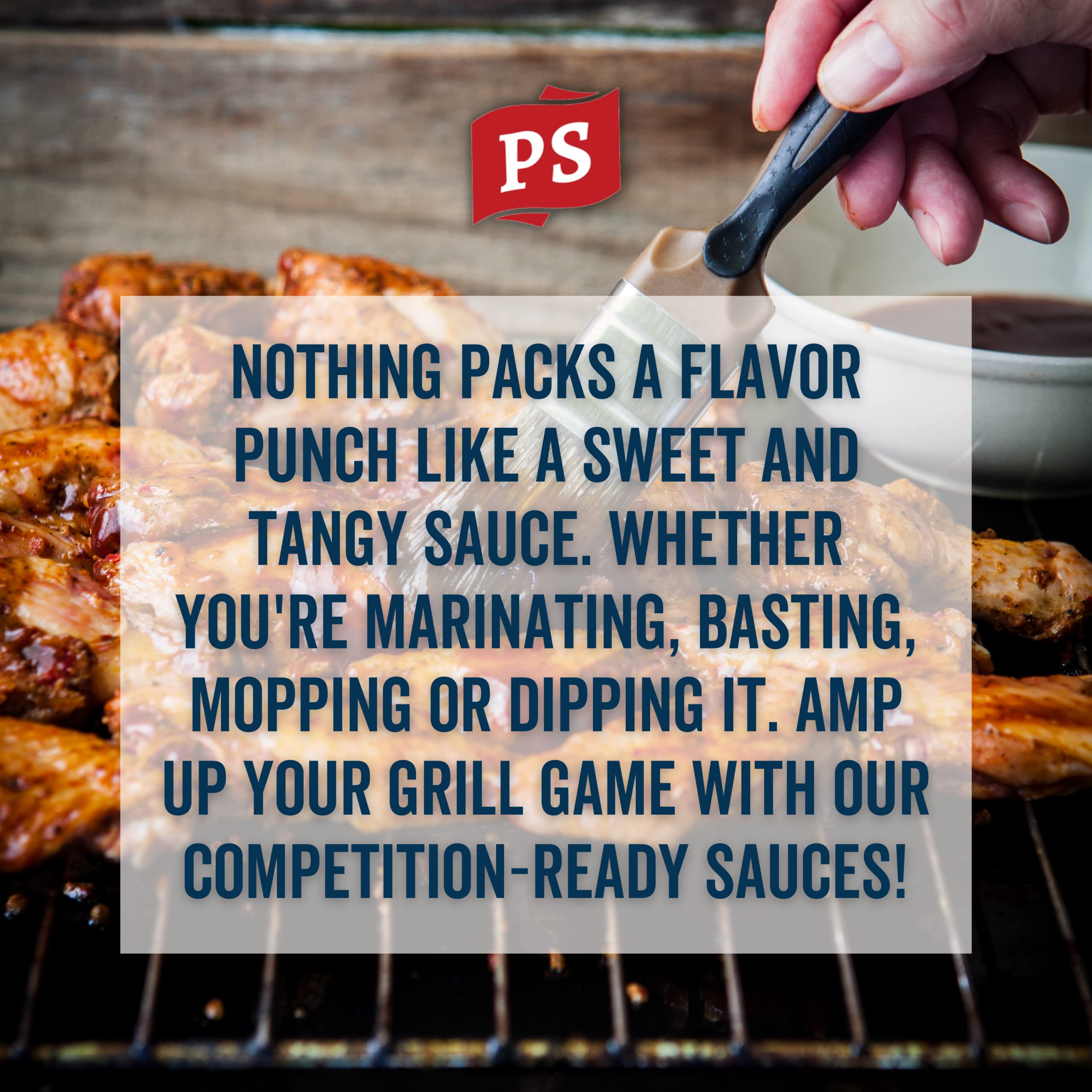 Kitchen scene with PS Seasoning Cherry Bomb beside grilled meats and sides