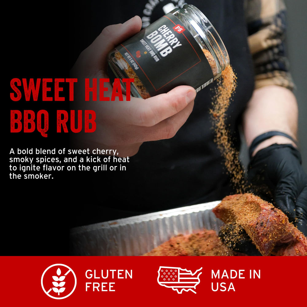 PS Seasoning pouring rub texture on hand, shows grain size and immediate seasoning appeal
