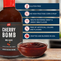 PS Seasoning Cherry Bomb sauce being poured from bottle showcasing thick texture