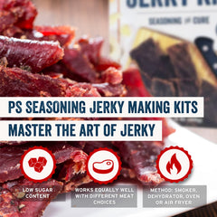 PS Seasoning jerky slices drying on a rack in oven indicating reliable results benefit