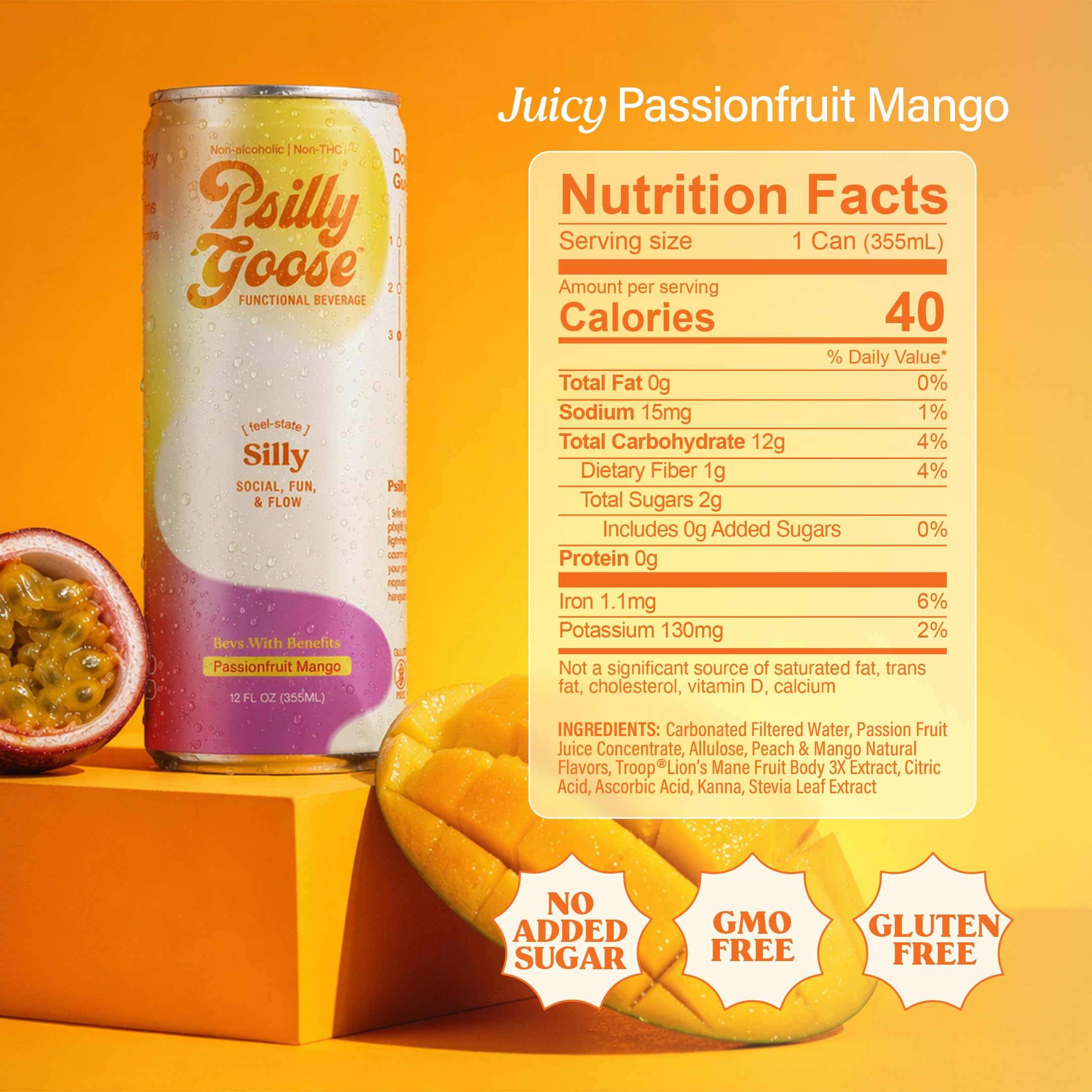 Psilly Goose can held in hand to show 12 oz scale and portable, on-the-go benefit