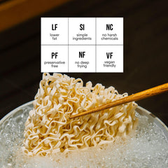 Public Goods close-up of noodle texture highlighting non-fried quality