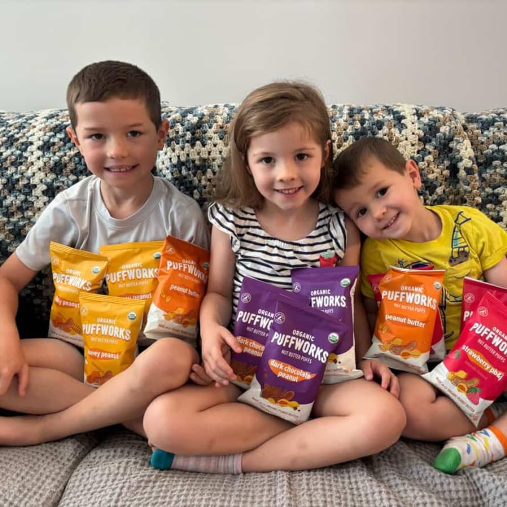 Puffworks four-flavor lineup display showing choices for picky eaters