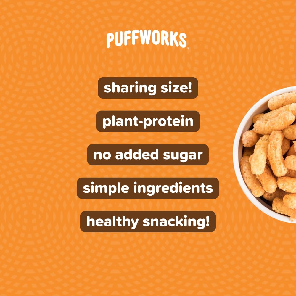 Puffworks dry-roasted peanuts and jar showing real ingredient benefit